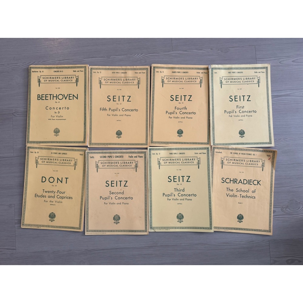 Schirmer Violin Sheet Music Lot 8 Books Seitz Beethoven Schradieck Dont Classics